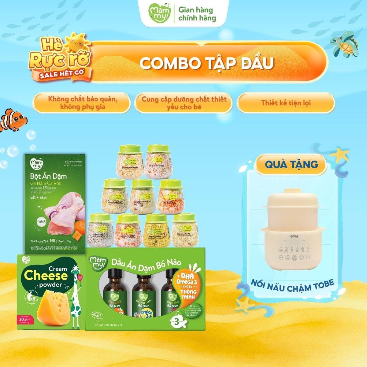 Combo Set 9 hạt mix + set 3 dầu bổ não 30ml +phô mai tách muối + bột ăn dặm vị gà hầm - Tặng CẦU TRƯỢT MINI 2
