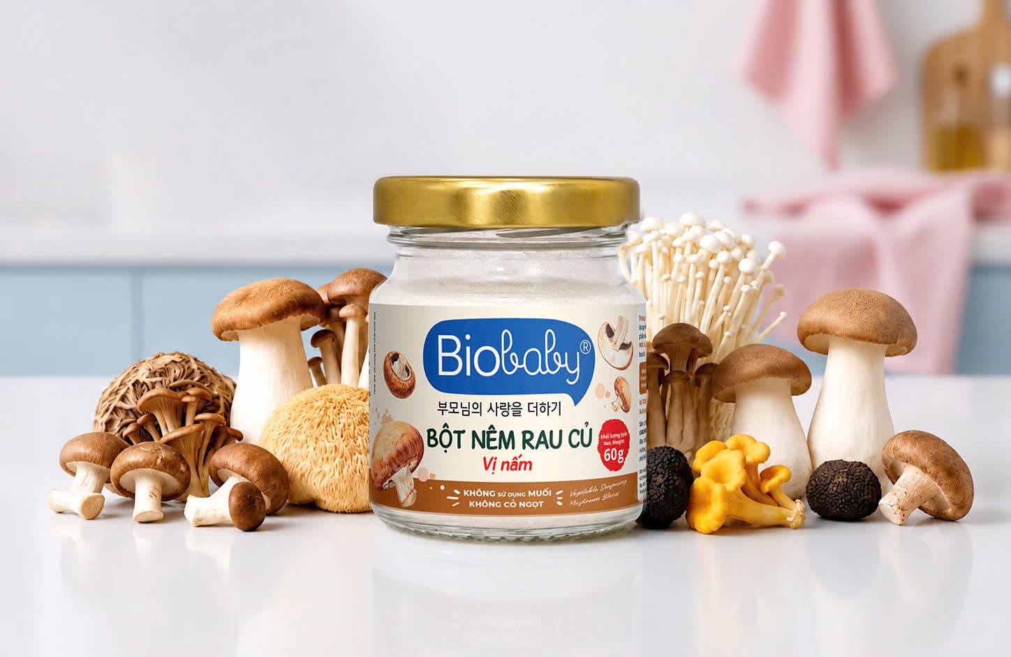 Bột nêm rau củ vị nấm Biobaby - hũ 60gr