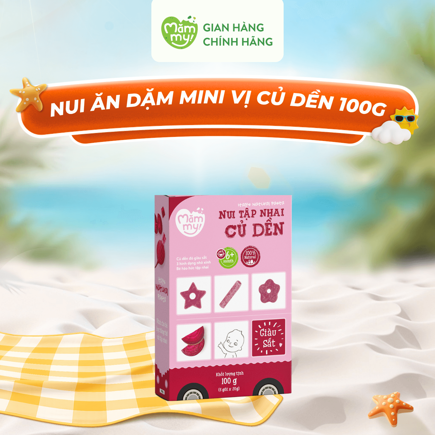 Nui củ dền mini tập nhai - Hộp 100g
