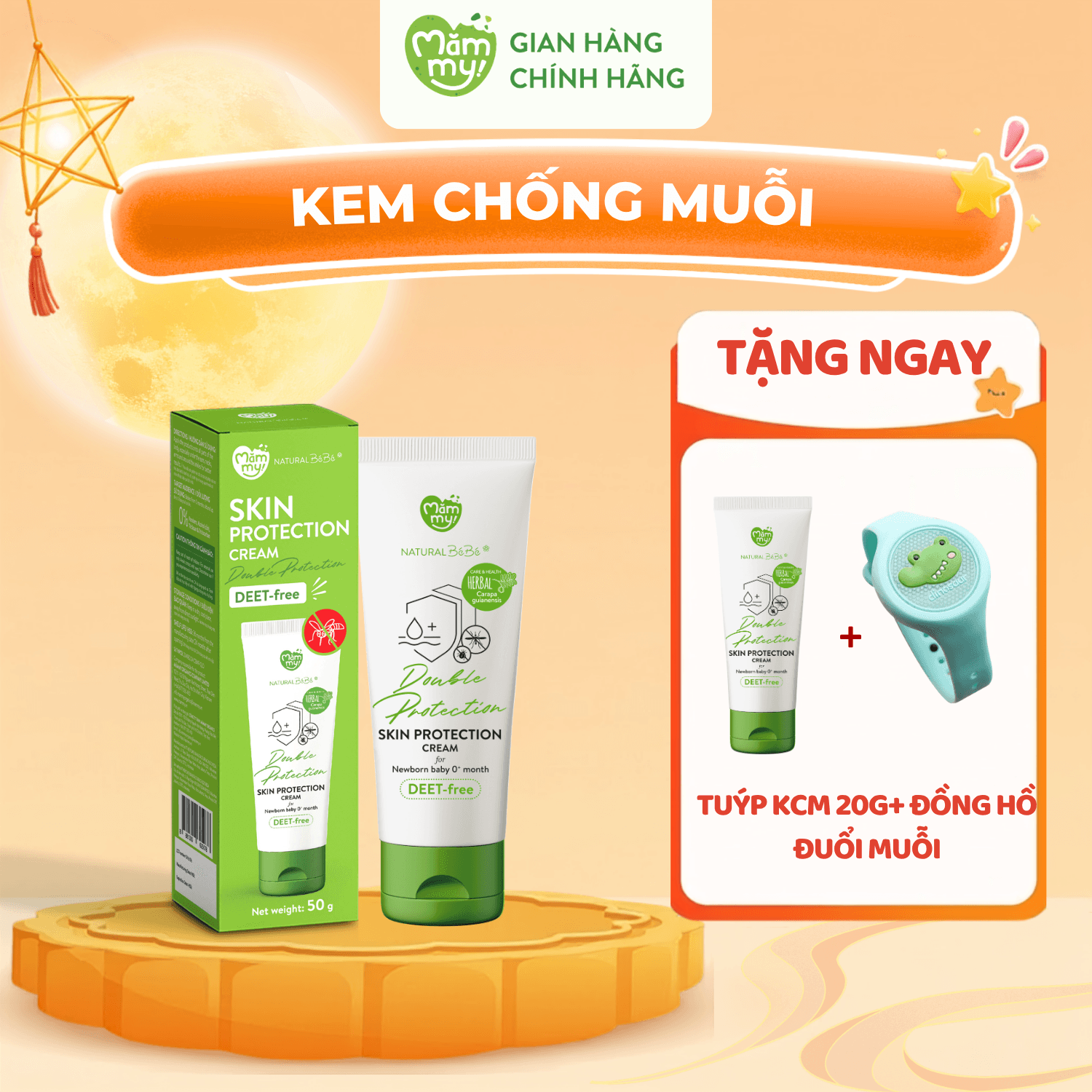 Kem Chống Muỗi Bảo Vệ Da Mămmy Tuýp 50g - TẶNG TUÝP 20G + ĐỒNG HỒ ĐUỔI MUỖI