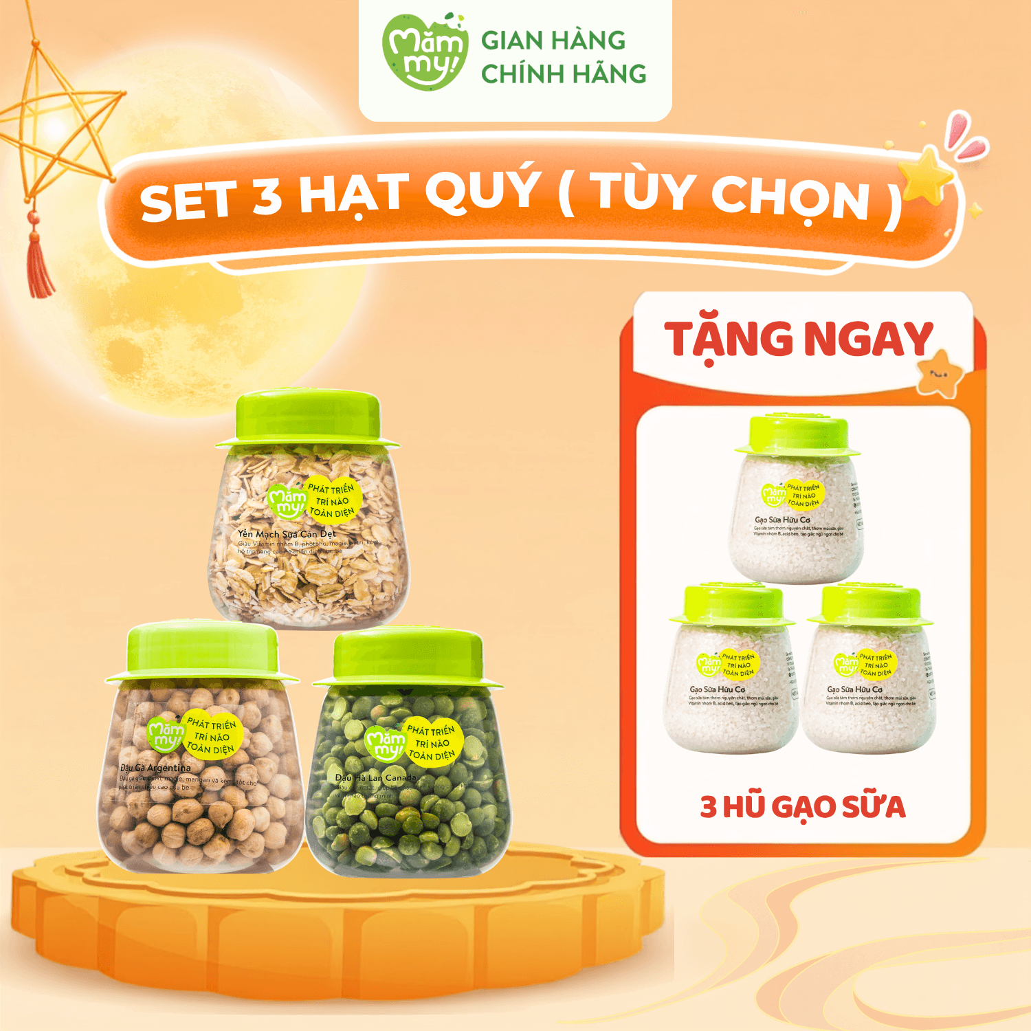Combo 3 Hũ Hạt Quý-Tặng 3 hũ gạo sữa