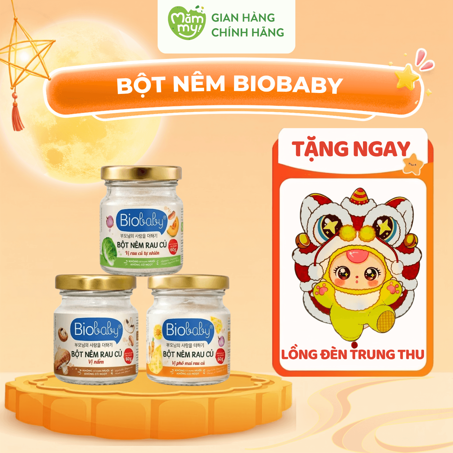 Combo 3 Hũ Bột Nêm Biobaby - Tặng LỒNG ĐÈN TRUNG THU