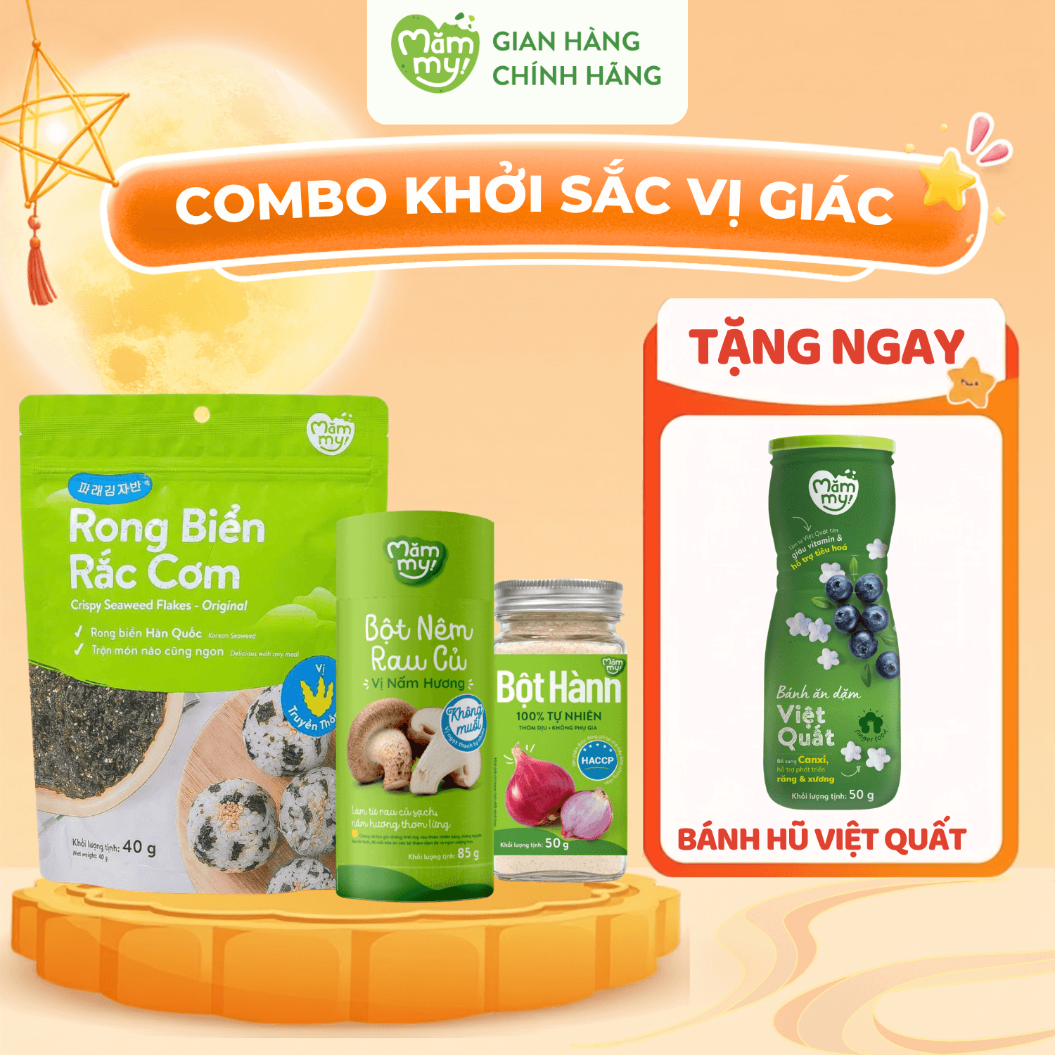 Combo gia vị: Bột Hành + Bột Nêm Rau Củ + Rong Biển Rắc Cơm - Tặng Bánh Hũ Mămmy 1