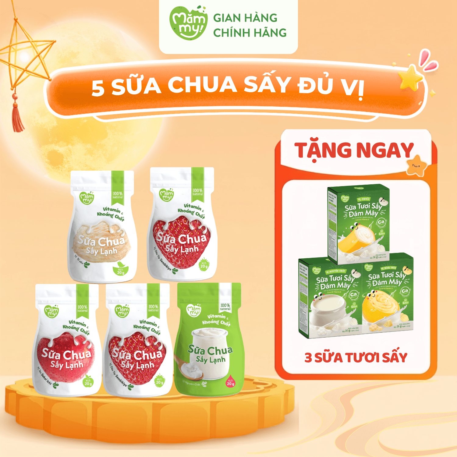 Combo 5 sữa chua sấy (Đủ vị) - Tặng 3 SỮA TƯƠI SẤY