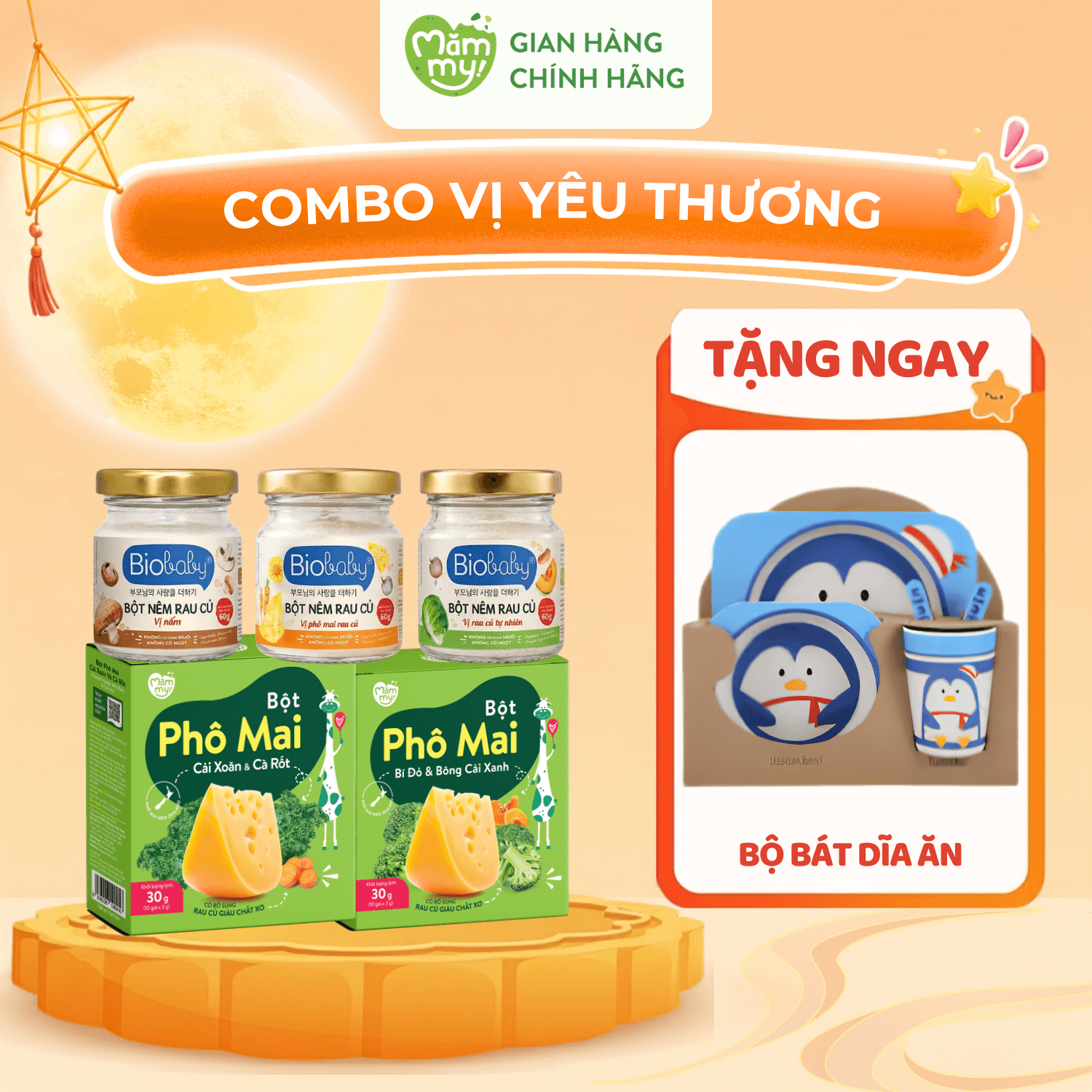 Combo 3 Bột Nêm Biobaby + 2 Phô Mai Tách Muối - Tặng BỘ BÁT DĨA ĂN CHO BÉ (màu ngẫu nhiên) 1