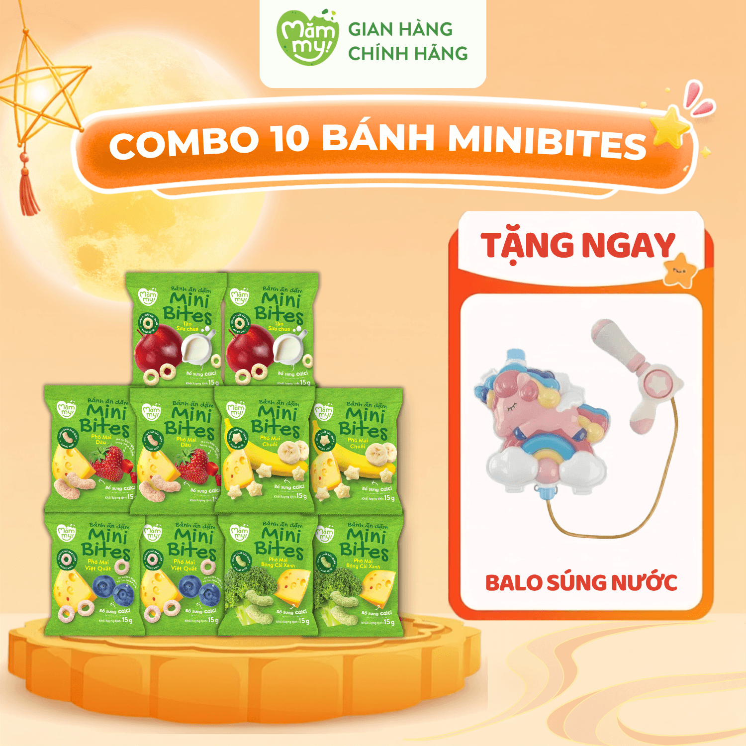 Combo 10 bánh Minibites (đủ vị) - Tặng BALO SÚNG NƯỚC