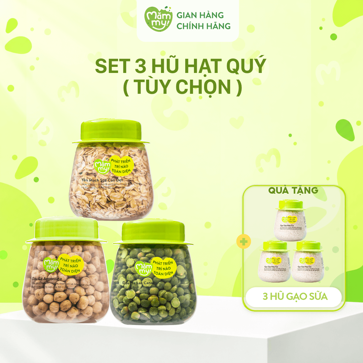 Combo 3 Hũ Hạt Quý-Tặng 3 hũ gạo sữa